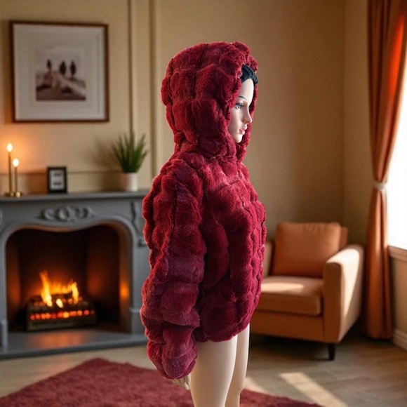 Women’s Faux Fur Hooded Jacket size L. NWT. - Picture 3 of 13